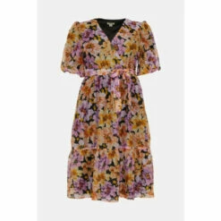 Oasis Plus Size Floribunda Organza Wrap Midi Dress For Female -Oasis Sales Store unnamed file 2377