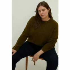 Oasis Plus Size Cosy Rib Detail Crew Neck Jumper For Female