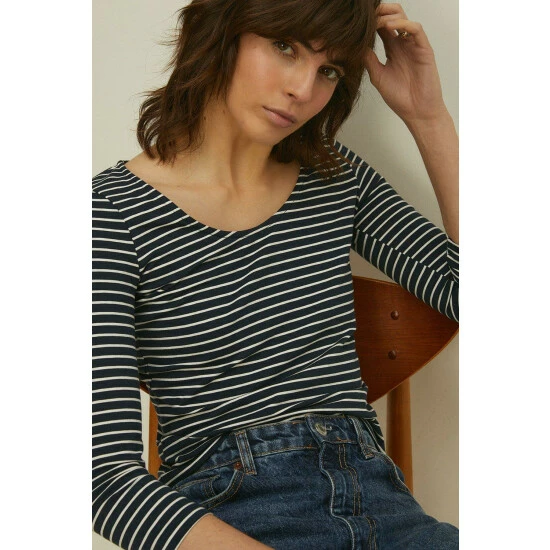 Oasis Essential Cotton Stripe Scoop Neck Top For Female 7 Oasis Essential Cotton Stripe Scoop Neck Top For Female - Image 5