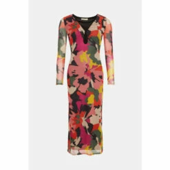 Oasis Petite Floral Keyhole Front Mesh Midi Dress For Female -Oasis Sales Store unnamed file 2415