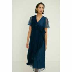 Oasis Lace Mix Velvet Wrap Midi Dress For Female -Oasis Sales Store unnamed file 2428