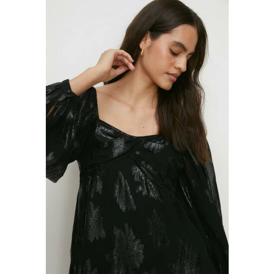 Oasis Petite Metallic Skater Dress For Female 4 Oasis Petite Metallic Skater Dress For Female - Image 2