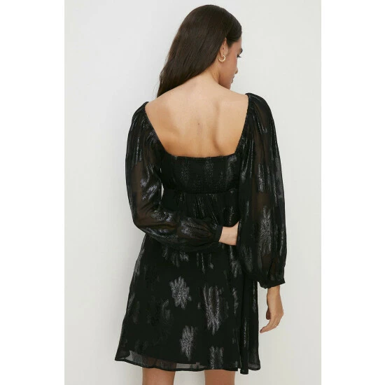 Oasis Petite Metallic Skater Dress For Female 5 Oasis Petite Metallic Skater Dress For Female - Image 3