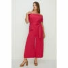 Oasis Plus Size Scallop Belted Bardot Jumpsuit For Female