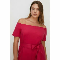 Oasis Plus Size Scallop Belted Bardot Jumpsuit For Female -Oasis Sales Store unnamed file 2463