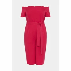 Oasis Plus Size Scallop Belted Bardot Jumpsuit For Female -Oasis Sales Store unnamed file 2465