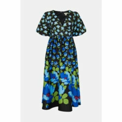 Oasis Ombre Floral Puff Sleeve Scuba Midi Dress For Female -Oasis Sales Store unnamed file 2482