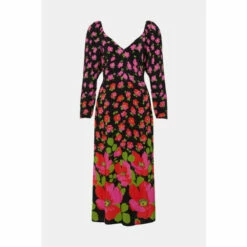 Oasis Petite Poppy Border Volume Sleeve Printed Midi Dress For Female -Oasis Sales Store unnamed file 2497