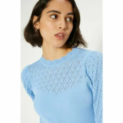 Oasis Pointelle Detail Mutton Sleeve Jumper For Female