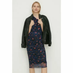 Oasis Animal Mesh One Shoulder Ruched Midi Dress For Female -Oasis Sales Store unnamed file 2533
