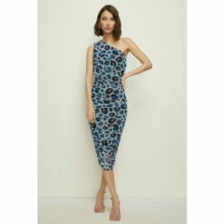 Oasis Animal Mesh One Shoulder Ruched Midi Dress For Female -Oasis Sales Store unnamed file 2534