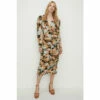 Oasis Bold Floral All Over Ruched Midi Dress For Female