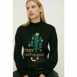 Oasis Merry Cact-mas Pom Pom Christmas Jumper For Female -Oasis Sales Store unnamed file 2571