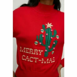 Oasis Merry Cact-mas Pom Pom Christmas Jumper For Female -Oasis Sales Store unnamed file 2572