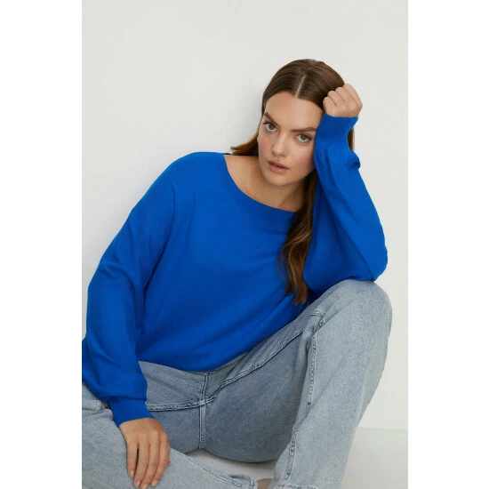 Oasis Plus Size Knitted Slash Neck Jumper For Female 4 Oasis Plus Size Knitted Slash Neck Jumper For Female - Image 2