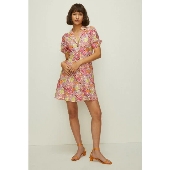 Oasis Ditsy Printed Linen Look Tea Dress For Female 3 Oasis Ditsy Printed Linen Look Tea Dress For Female
