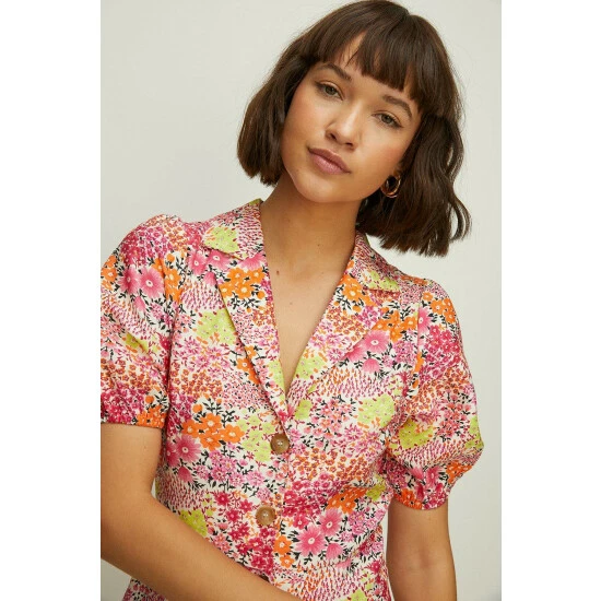 Oasis Ditsy Printed Linen Look Tea Dress For Female 4 Oasis Ditsy Printed Linen Look Tea Dress For Female - Image 2