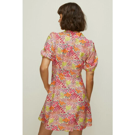 Oasis Ditsy Printed Linen Look Tea Dress For Female 5 Oasis Ditsy Printed Linen Look Tea Dress For Female - Image 3