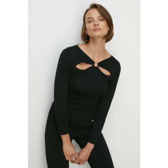 Oasis Ring Detail Cut Out Knit Top For Female 3 Oasis Ring Detail Cut Out Knit Top For Female