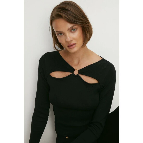 Oasis Ring Detail Cut Out Knit Top For Female 4 Oasis Ring Detail Cut Out Knit Top For Female - Image 2