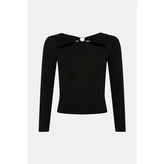 Oasis Ring Detail Cut Out Knit Top For Female 6 Oasis Ring Detail Cut Out Knit Top For Female - Image 4