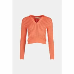 Oasis Collared Cable Stitch Jumper For Female -Oasis Sales Store unnamed file 2714