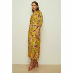 Oasis Petite Paisley Tie Cuff Printed Midi Dress For Female