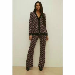 Oasis Floral Jacquard Flare Trouser For Female -Oasis Sales Store unnamed file 2730