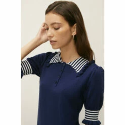 Oasis Ruffle Polo Stripe Dress For Female -Oasis Sales Store unnamed file 2736