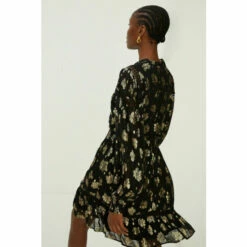 Oasis Petite Metallic Floral Jacquard Lace Trim Skater Dress For Female -Oasis Sales Store unnamed file 2749