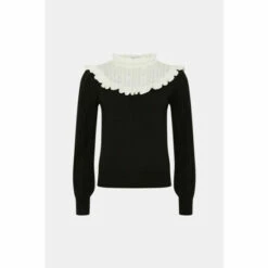 Oasis Frill Yoke Detail Pointelle Jumper For Female -Oasis Sales Store unnamed file 2756