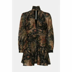 Oasis Cut Out Balloon Sleeve Organza Skater Dress For Female -Oasis Sales Store unnamed file 2766