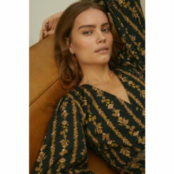 Oasis Stripe Floral Wrap Midi Dress For Female