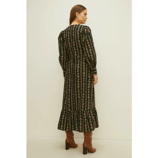 Oasis Stripe Floral Wrap Midi Dress For Female 5 Oasis Stripe Floral Wrap Midi Dress For Female - Image 3