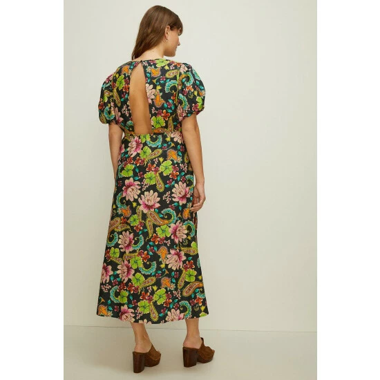 Oasis Plus Size Carnival Printed Puff Sleeve Dress For Female 5 Oasis Plus Size Carnival Printed Puff Sleeve Dress For Female - Image 3