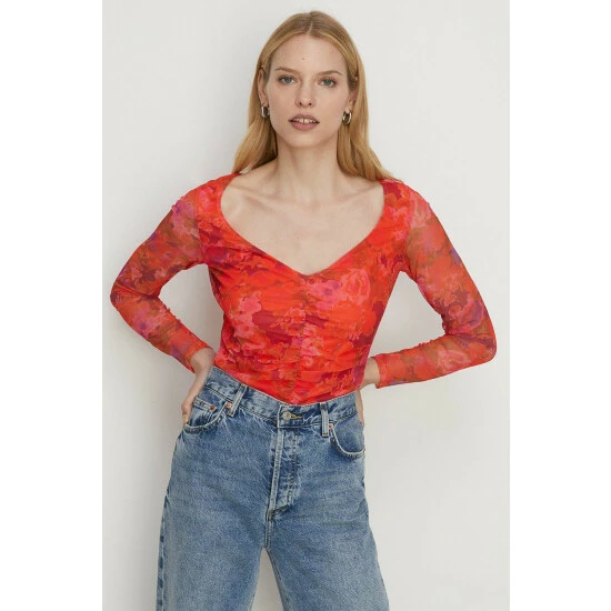 Oasis Floral Mesh Gauged Front Top For Female 3 Oasis Floral Mesh Gauged Front Top For Female