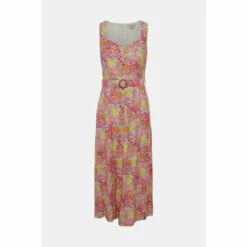 Oasis Ditsy Printed Linen Look Belted Midi Dress For Female -Oasis Sales Store unnamed file 2791