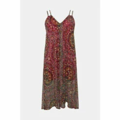 Oasis Plus Size Mosaic Mesh Strappy Trapeze Midi Dress For Female -Oasis Sales Store unnamed file 2796