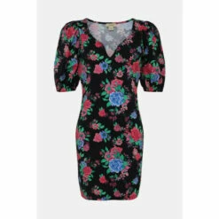 Oasis Floral Print Puff Sleeve Mini Dress For Female -Oasis Sales Store unnamed file 2801