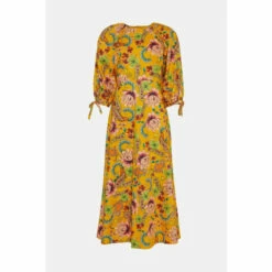 Oasis Paisley Tie Cuff Printed Midi Dress For Female -Oasis Sales Store unnamed file 2812
