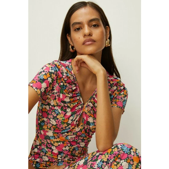Oasis Slinky Jersey Floral Keyhole Front Midi Dress For Female 4 Oasis Slinky Jersey Floral Keyhole Front Midi Dress For Female - Image 2