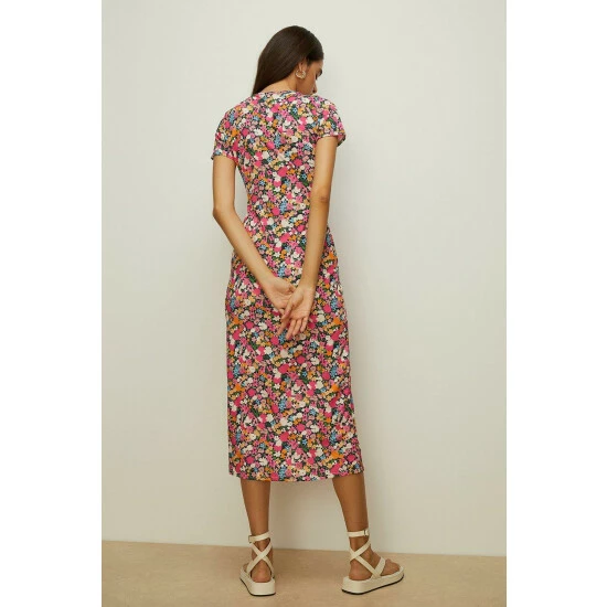 Oasis Slinky Jersey Floral Keyhole Front Midi Dress For Female 5 Oasis Slinky Jersey Floral Keyhole Front Midi Dress For Female - Image 3