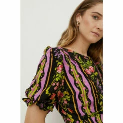 Oasis Frill Ruffle Trailing Stripe Midi Dress For Female