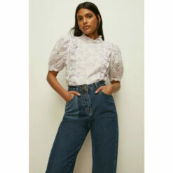 Oasis Contrast Lilac Cotton Broderie Ruffle Top For Female -Oasis Sales Store unnamed file 2864