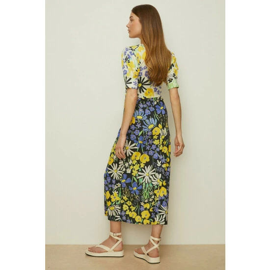 Oasis Slinky Jersey Floral Ruched Front Midi Dress For Female 5 Oasis Slinky Jersey Floral Ruched Front Midi Dress For Female - Image 3