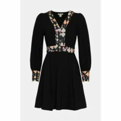 Oasis Printed Crepe Trim Skater Dress For Female -Oasis Sales Store unnamed file 2915