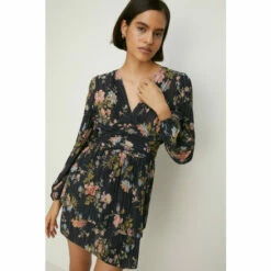 Oasis Petite Floral Metallic Plisse Tiered Mini Dress For Female -Oasis Sales Store unnamed file 2936