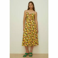 Oasis Floral Ruched Front Pleated Midi Dress For Female -Oasis Sales Store unnamed file 2966