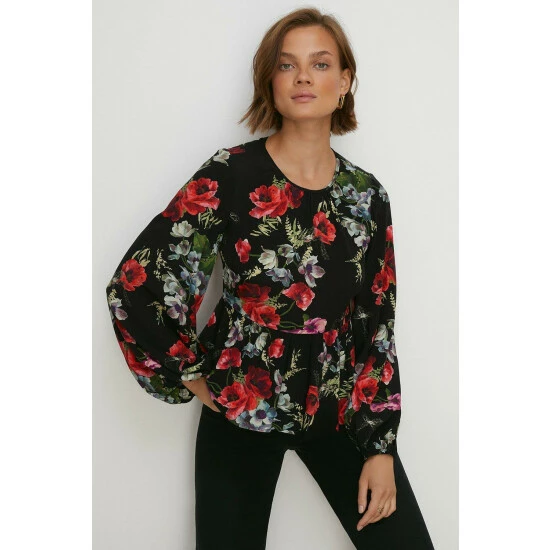 Oasis Pretty Red Floral Tie Back Detail Top For Female 4 Oasis Pretty Red Floral Tie Back Detail Top For Female - Image 2