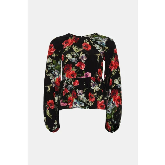 Oasis Pretty Red Floral Tie Back Detail Top For Female 6 Oasis Pretty Red Floral Tie Back Detail Top For Female - Image 4